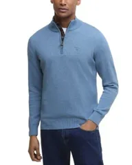 バブアー メンズ アウター ニット・セーター ハーフジップ コットン Barbour Cotton Half Zip Knitted Sweater Bluestoneのサムネイル