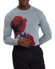 テッドベーカー メンズ アウター ニット・セーター クルーネック フラワー柄 フラワー Ted Baker Thalio Floral Crewneck Sweater Teal Blue ブルーのサムネイル