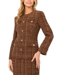テッドベーカー レディース アウター ジャケット・ブルゾン クルーネック ツイード Ted Baker Brinley Tweed Crewneck Jacket Potting Soilのサムネイル