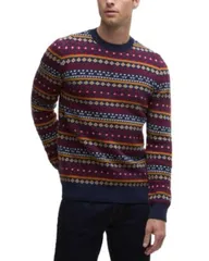 バブアー メンズ アウター ニット・セーター クルーネック Barbour Easdale Fair Isle Crewneck Sweater Navy ネイビーのサムネイル