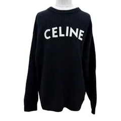 美品☆CELINE セリーヌ 2A19R423P ウール100％ ロゴエンブロイダリー オーバーサイズ ニット ブラック S イタリア製 正規品 メンズのサムネイル