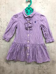 Ralph Lauren ラルフローレン ナイガイ ワンポイントストライプ シャツ ワンピース size90/紫 ■■ キッズのサムネイル