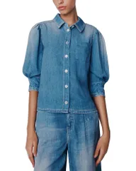 マレーラ レディース トップス シャツ デニム Marella Denim Look Puffed Sleeve Shirt Delave Blue ブルーのサムネイル