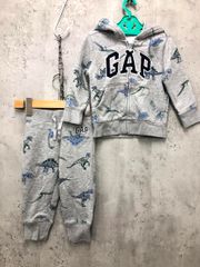 GAP ギャップ 恐竜 ロゴ ジップアップ フード セットアップ size2YEAR/グレー ■■ キッズのサムネイル