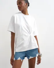 トップショップ レディース トップス Tシャツ Topshop twisted tuck tee WHITE ホワイトのサムネイル