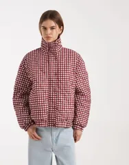 エイソス レディース アウター ジャケット・ブルゾン ギンガムチェック キルティング ギンガム ASOS DESIGN quilted bomber jacket with yoke detail gのサムネイル