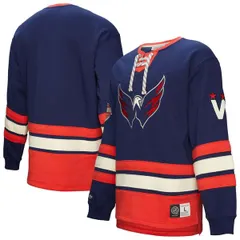 ミッチェルネス メンズ アウター パーカー・スウェット シャツ キャップ レース Mitchell Ness Mens Navy Washington Capitals Heritage LaceUpのサムネイル
