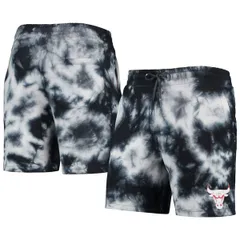 ニューエラ メンズ ボトムス ハーフパンツ・ショーツ ショートパンツ フリース Mens New Era Black Chicago Bulls Fleece TieDye Shorts Blackのサムネイル
