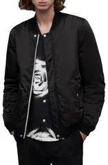 オールセインツ メンズ アウター ジャケット・ブルゾン AllSaints Eris Reversible Bomber Jacket SilverBlack ブラックのサムネイル