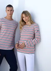 セイントジェームス レディース トップス シャツ Saint James MINQUIERS MODERNE Tricolor Striped Shirt EcruNavyRed エクリュのサムネイル