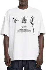 ジースター メンズ トップス Tシャツ コットン グラフィック GSTARchive Boxy Organicotton Graphic TShirt White ホワイトのサムネイル