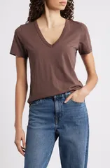 ラグアンドボーン レディース トップス Tシャツ Vネック rag bone The Slub VNeck TShirt Coffee コーヒーのサムネイル