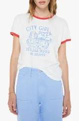 マザー レディース トップス Tシャツ MOTHER The Lil Goodie Ringer TShirt City Girl Pizzaのサムネイル
