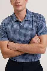 テッドベーカー メンズ トップス ポロシャツ プリント コットン Ted Baker Zumurud Print Cotton Polo Navy ネイビーのサムネイル