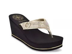 ゲス レディース シューズ サンダル GuessSarraly Wedge Sandal Gold MetallicBlack ブラックのサムネイル