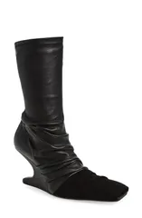 リックオウエンス レディース シューズ ブーツ・レインブーツ Rick Owens Cantilever Mixed Media Boot Black Black ブラックのサムネイル