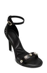 カール ラガーフェルド レディース シューズ ヒール サンダル スパンコール アンクル KARLAGERFELD PARIS Kenz Sequin Ankle Strap Sandal Blackのサムネイル