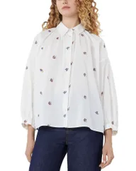 ウィークエンド マックスマーラ レディース トップス シャツ 刺繍 Weekend Max Mara Wkdbutterfly Embroidered Poplin Shirt White ホワイトのサムネイル