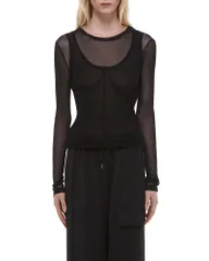 ヘルムート ラング レディース トップス Tシャツ メッシュ Helmut Lang Mesh Layered Tee Black ブラックのサムネイル