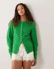 エイソス レディース アウター カーディガン ASOS DESIGN fitted cardigan GREEN グリーンのサムネイル