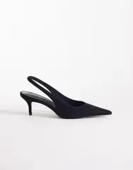 エイソス レディース シューズ ヒール スエード ASOS DESIGN Shade slingbackitten heelsuedette Black suedette ブラックのサムネイル