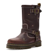닥터 마틴 여성 신발 부츠 레인 부츠 Dr Martens Anistone Hi Flower Dark Brown 브라운