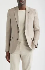 オールセインツ メンズ アウター ジャケット・ブルゾン スリムフィット ウール コート リネン AllSaints Rosslim Fitan Mlange Textured Wool Linen Sのサムネイル