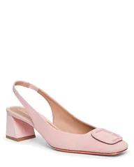 サントーニ レディース シューズ パンプスエード ヒール Santoni Womensuede MidHeel Slingback Pink ピンクのサムネイル