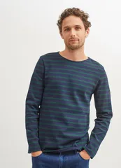 セイントジェームス レディース トップス シャツ Saint James MERIDIEN MODERNE Original Heavyweight Breton Shirt NavyPine Greのサムネイル
