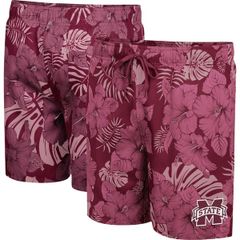 Colosseum Men's Swimwear Half Pants/Shorts - Mens Colosseumaroon Mississippi State Bulldogs The Dude Swim Shorts
