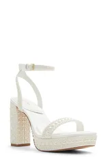 アルド レディース シューズ ヒール プラットフォーム サンダル ALDO Lulu Block Heel Platform Sandal White ホワイトのサムネイル