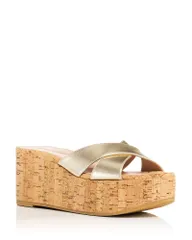 スチュアート ワイツマン レディース シューズ サンダル Stuart Weitzman Womens Dayna Wedge Slide Sandals Light Gold ゴールドのサムネイル