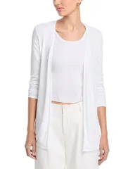 マジェスティック レディース アウター ニット・セーター カーディガン Majestic Filatures Long Sleeve Open Front Cardigan Blancのサムネイル