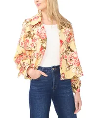 テッドベーカー レディース アウター ジャケット・ブルゾン リネン Ted Baker Leah Linen Hip Length Trench Jacket Creamed Cornのサムネイル