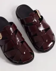 エイソス レディース シューズ サンダル ASOS DESIGN Momentum fisherman flat mules in plum プラムのサムネイル
