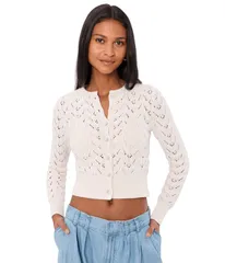 フリーピープル レディース アウター ニット・セーター Free People Pretty In Pointelle Cardivory アイボリーのサムネイル