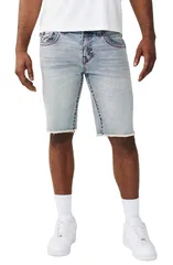 トゥルーレリジョン メンズ ボトムス デニムパンツ ストレート ショートパンツ True Religion Ricky Frayed Straight Leg Denim Shortstarlit Gのサムネイル