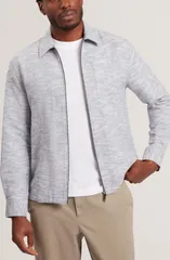テッドベーカー メンズ アウター ジャケット・ブルゾン シャツ デニム Ted Baker Lerreto Jacquardenim Zip Overshirt Blue ブルーのサムネイル