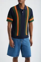 オベイ メンズ トップス ポロシャツ セーター Obey Seth Polo Sweater Dark Navy Multi ネイビーのサムネイル