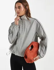 エイソス レディース アウター ジャケット・ブルゾン ASOS DESIGN oversized track jacket in cream plaid Cream check クリームのサムネイル