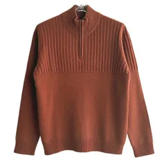 新品 D'URBAN ダーバン ハーフジップ ニット LL 定価36,300円 キャメル ウール混 スタンドカラー 編地切替 秋冬 メンズ セーター ビジネス カジュアルのサムネイル