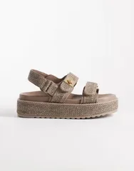 スティーブ マデン レディース シューズ サンダル Steve Madden Bigmona flatform sandals in charcoal raffia CHARCOAL RAFF チャコのサムネイル