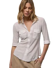 ジェームス パース レディース トップス シャツ シアー James Perse Sheer Slub Side Panel Shirt White ホワイトのサムネイル