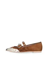 プリティ・バレリーナ レディース シューズ パンプス ローファー Pretty Ballerinas Double Buckle Cowboy Loafer Tan タンのサムネイル