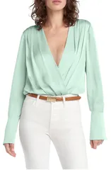 フェイバリット ドーター レディース トップス シャツ サテン ボディースーツ Favorite Daughter Surplice Long Sleeve Satin Bodysuit Lightのサムネイル