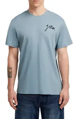 ジースター メンズ トップス Tシャツ コットン グラフィック GSTAR Script Organicotton Graphic TShirt Ash Blue アッシュのサムネイル