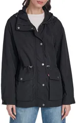 リーバイス レディース アウター コート フーデッドジャケット Levis Wateresistant Hooded Jacket Black ブラックのサムネイル