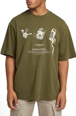 ジースター メンズ トップス Tシャツ コットン グラフィック GSTARchive Boxy Organicotton Graphic TShirt Shadow Olive オリーブのサムネイル