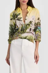 アリス アンド オリビア レディース トップス シャツ プリント シルク Alice Olivia Willa Print Silk ButtonUp Shirt Pure Paradiseのサムネイル