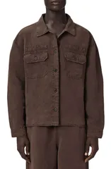 オールセインツ メンズ アウター ジャケット・ブルゾン リラックスフィット AllSaints Korten Relaxed Fit Shacket Plum Brown プラムのサムネイル